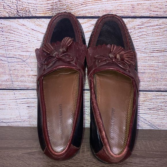Mens Johnston & Murphy Aragon II Kiltie Tassel Black Smooth/Antique Mahogany 9.5 - Picture 11 of 11